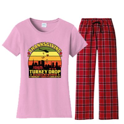 Thanksgiving Turkey Drop As God Is My Witness Turkeys Women's Flannel Pajama Set