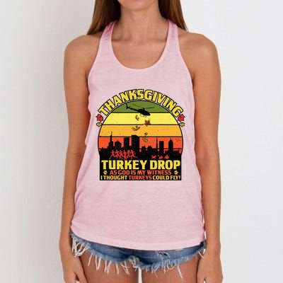 Thanksgiving Turkey Drop As God Is My Witness Turkeys Women's Knotted Racerback Tank