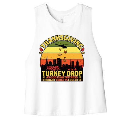 Thanksgiving Turkey Drop As God Is My Witness Turkeys Women's Racerback Cropped Tank