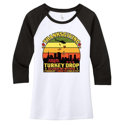 Thanksgiving Turkey Drop As God Is My Witness Turkeys Women's Tri-Blend 3/4-Sleeve Raglan Shirt