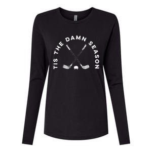 Tis The Damn Season Hockey Design Funny Hockey Womens Cotton Relaxed Long Sleeve T-Shirt