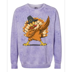 Thanksgiving Turkey Dabbing Funny Colorblast Crewneck Sweatshirt