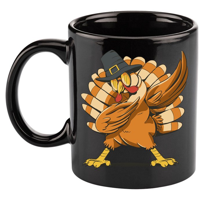 Thanksgiving Turkey Dabbing Funny 11oz C Handle Ceramic Mug