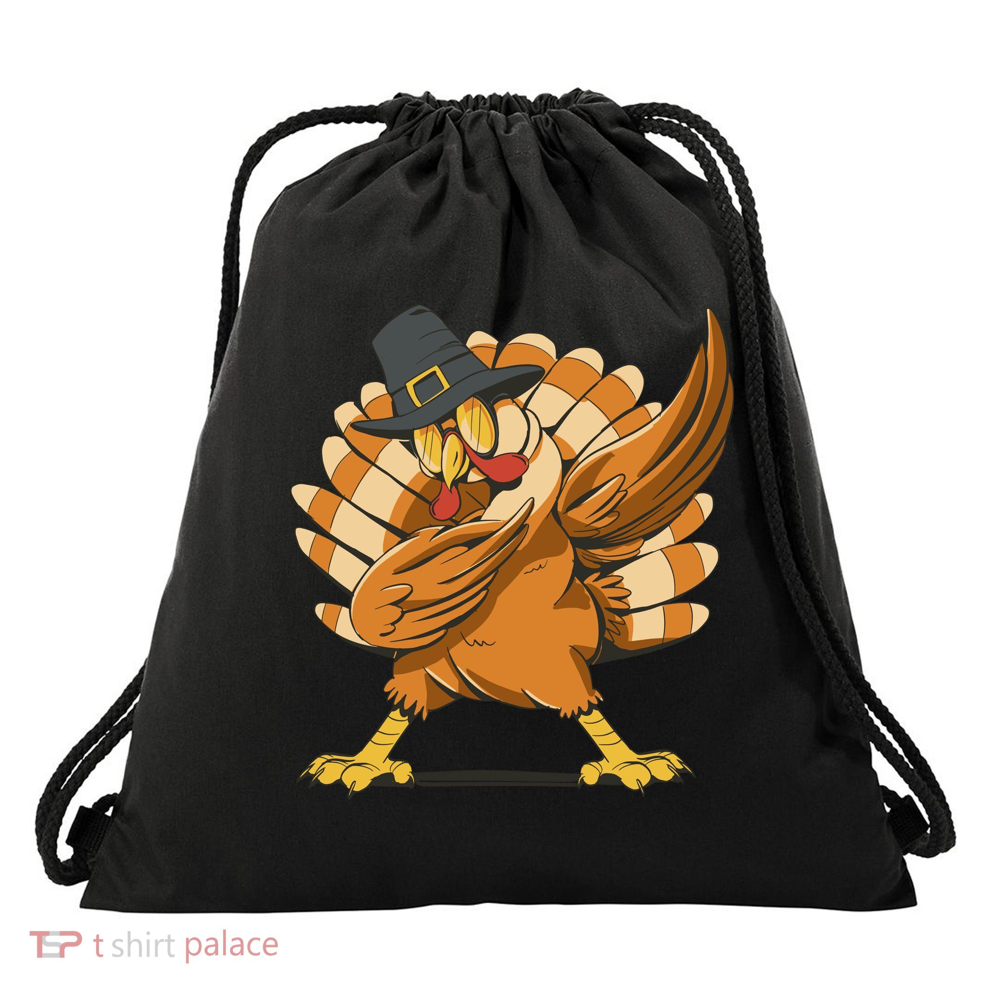 Thanksgiving Turkey Dabbing Funny Drawstring Bag