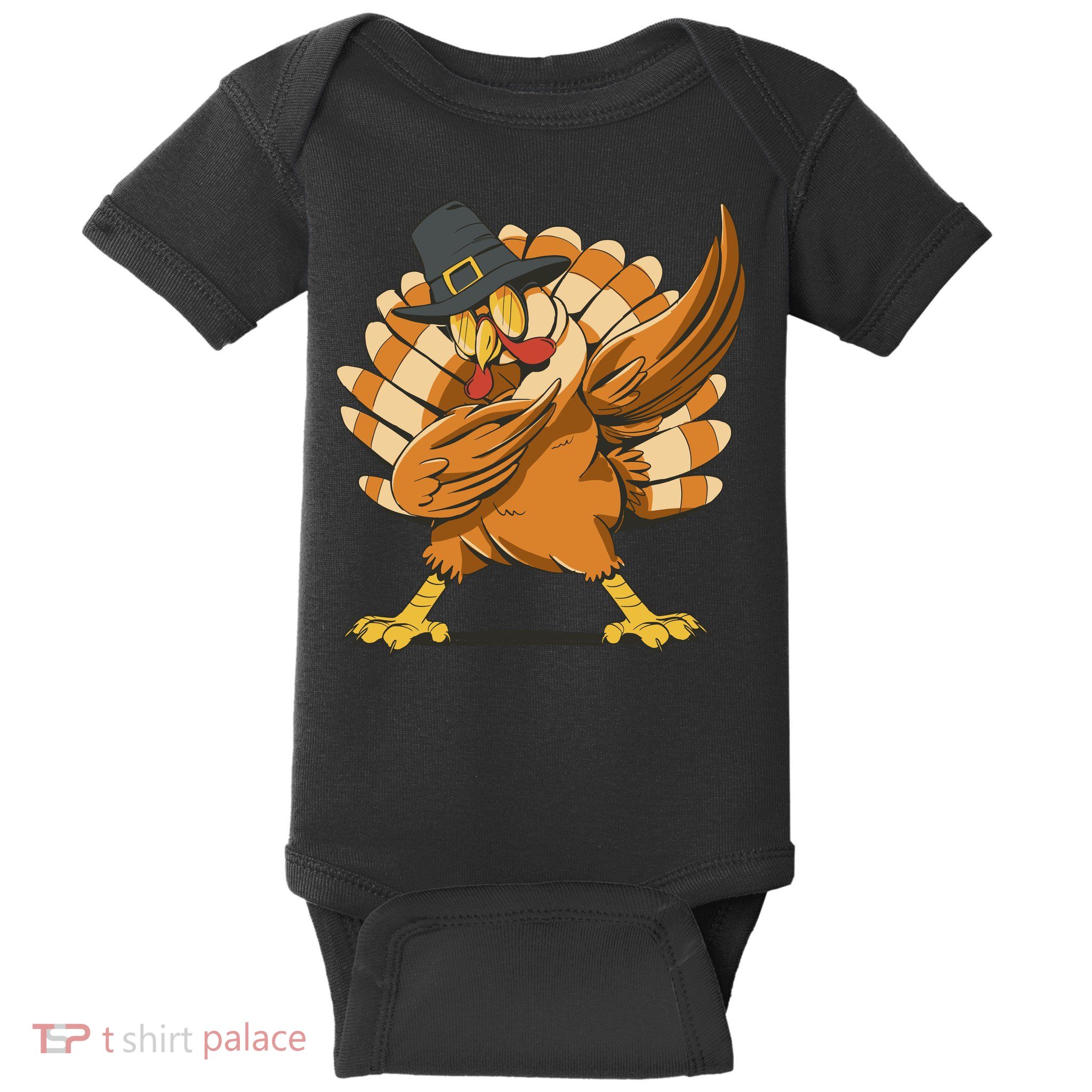 Thanksgiving Turkey Dabbing Funny Baby Bodysuit