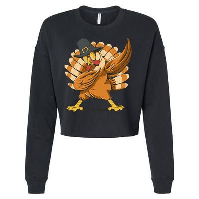 Thanksgiving Turkey Dabbing Funny Cropped Pullover Crew