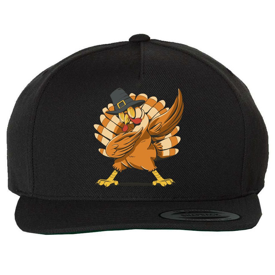 Thanksgiving Turkey Dabbing Funny Wool Snapback Cap
