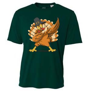 Thanksgiving Turkey Dabbing Funny Cooling Performance Crew T-Shirt