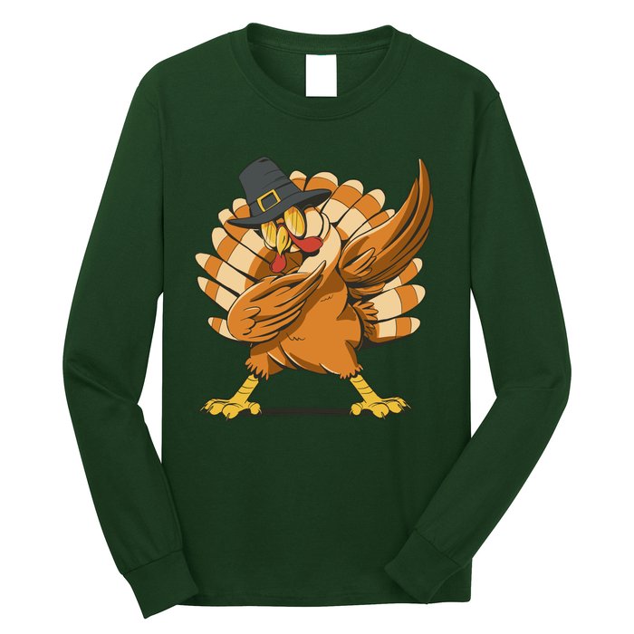 Thanksgiving Turkey Dabbing Funny Long Sleeve Shirt