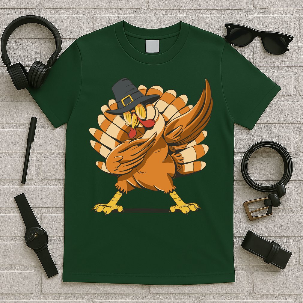 Thanksgiving Turkey Dabbing Funny T-Shirt