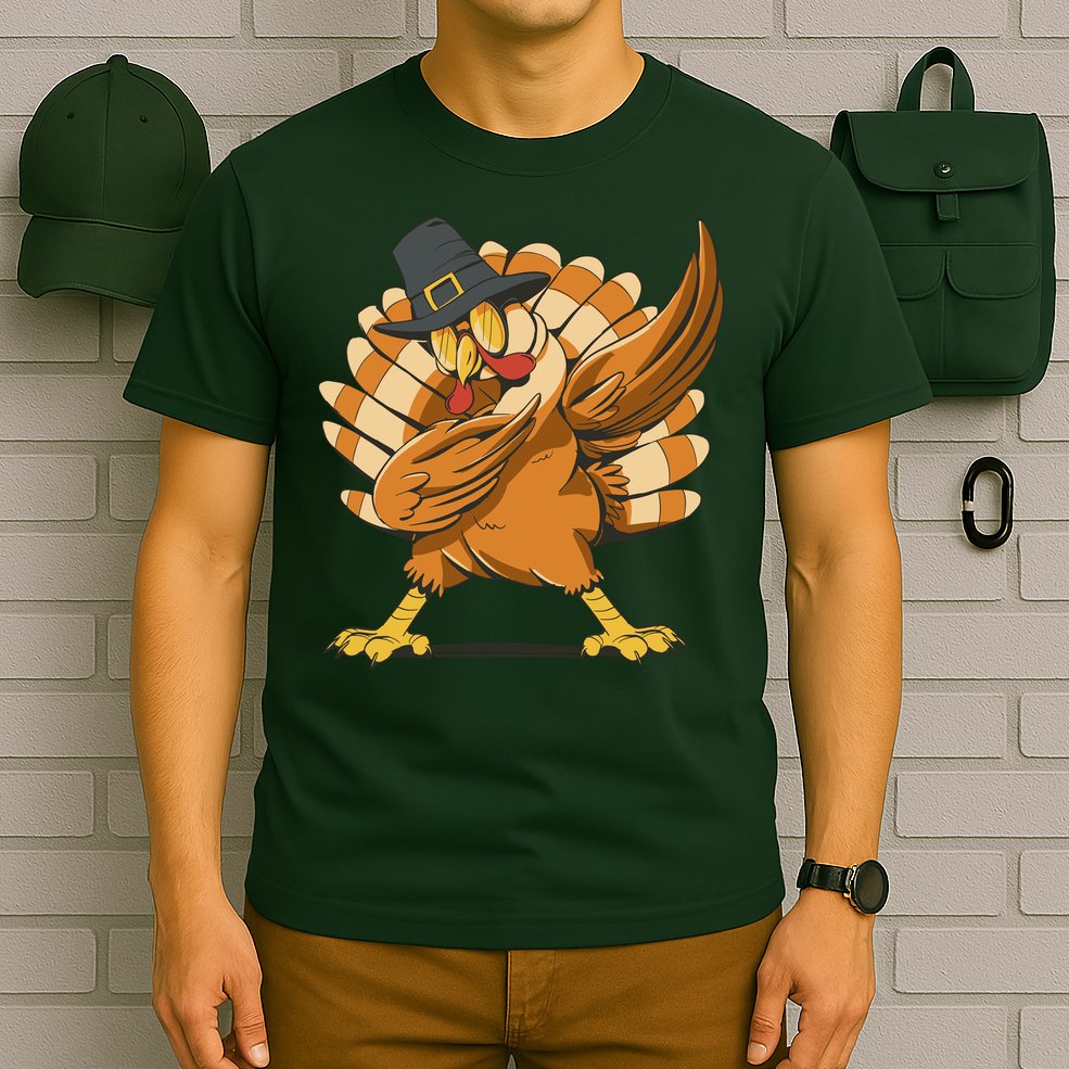 Thanksgiving Turkey Dabbing Funny T-Shirt