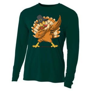 Thanksgiving Turkey Dabbing Funny Cooling Performance Long Sleeve Crew