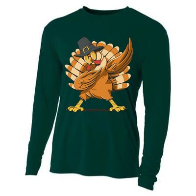 Thanksgiving Turkey Dabbing Funny Cooling Performance Long Sleeve Crew