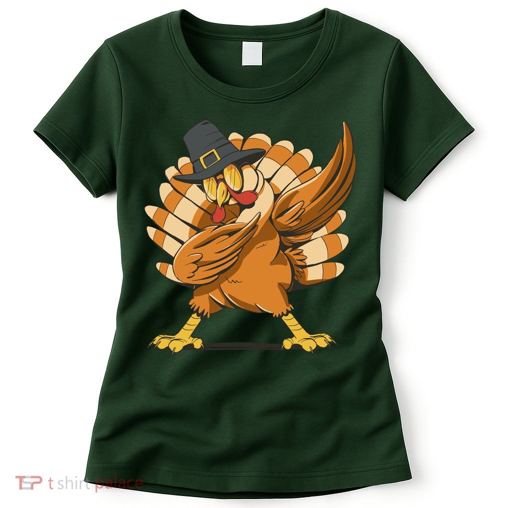 Thanksgiving Turkey Dabbing Funny Womens T-Shirt