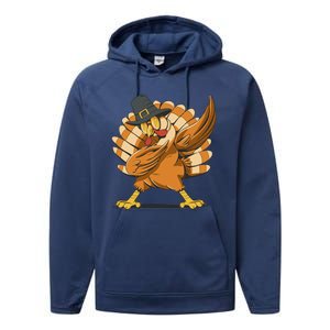 Thanksgiving Turkey Dabbing Funny Performance Fleece Hoodie