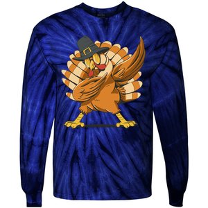 Thanksgiving Turkey Dabbing Funny Tie-Dye Long Sleeve Shirt