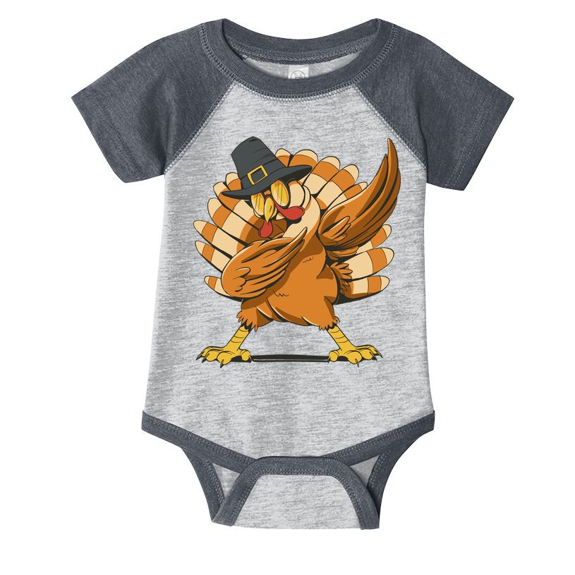 Thanksgiving Turkey Dabbing Funny Infant Baby Jersey Bodysuit