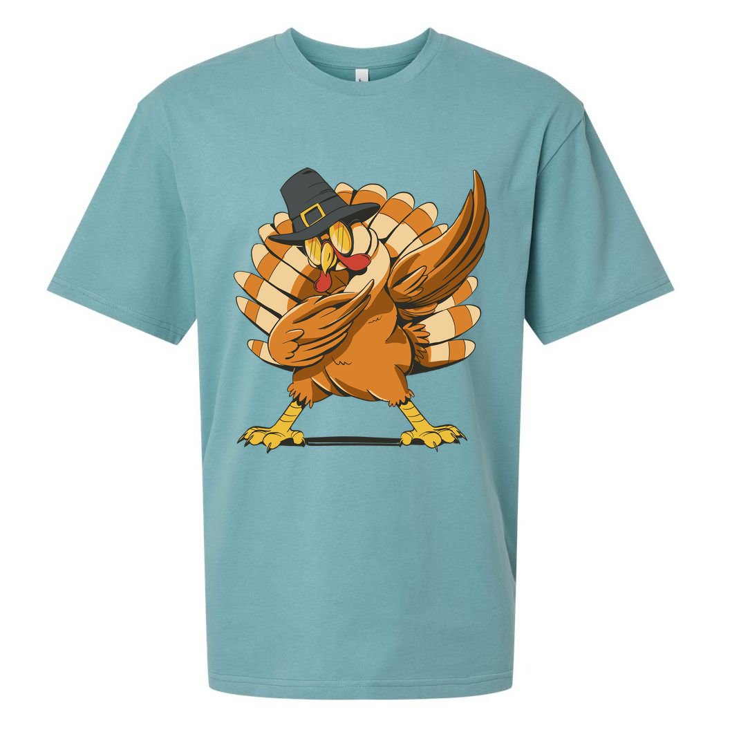 Thanksgiving Turkey Dabbing Funny Sueded Cloud Jersey T-Shirt