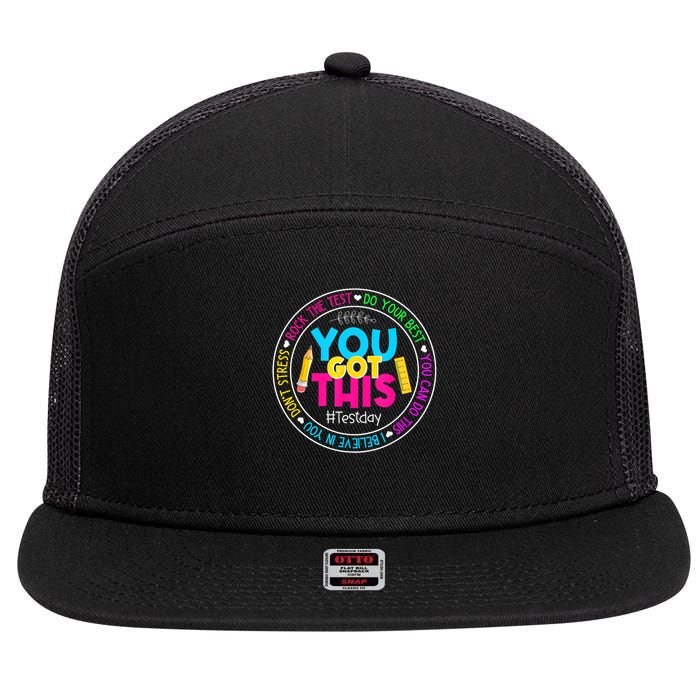 Teacher Testing Day You Got This Test Day Rock The Test 7 Panel Mesh Trucker Snapback Hat