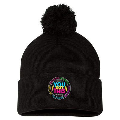 Teacher Testing Day You Got This Test Day Rock The Test Pom Pom 12in Knit Beanie