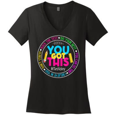 Teacher Testing Day You Got This Test Day Rock The Test Women's V-Neck T-Shirt