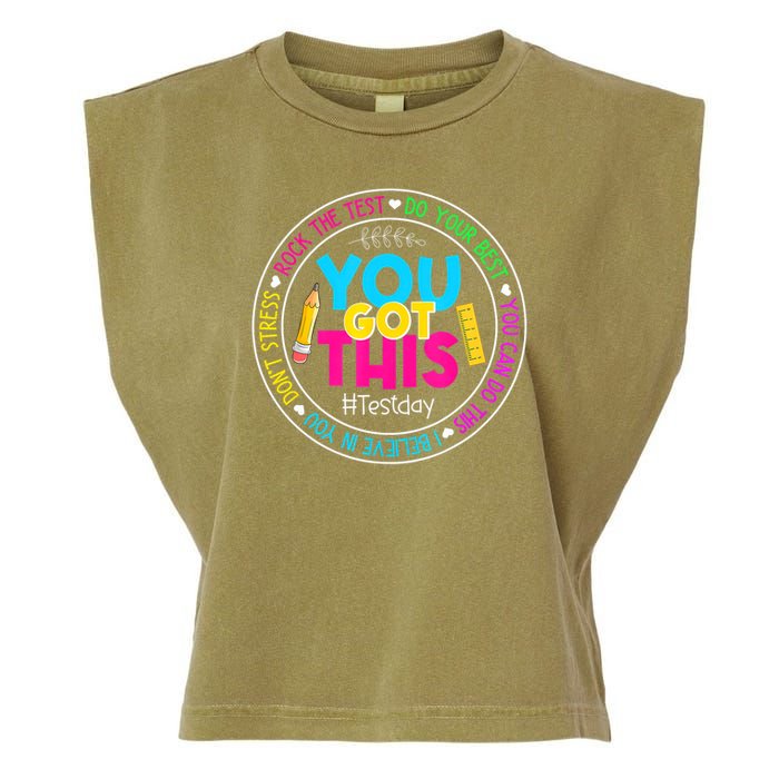 Teacher Testing Day You Got This Test Day Rock The Test Garment-Dyed Women's Muscle Tee