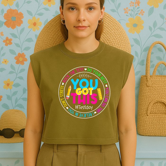 Teacher Testing Day You Got This Test Day Rock The Test Garment-Dyed Women's Muscle Tee