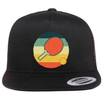 Table Tennis Design Ping Pong Players Flat Bill Trucker Hat