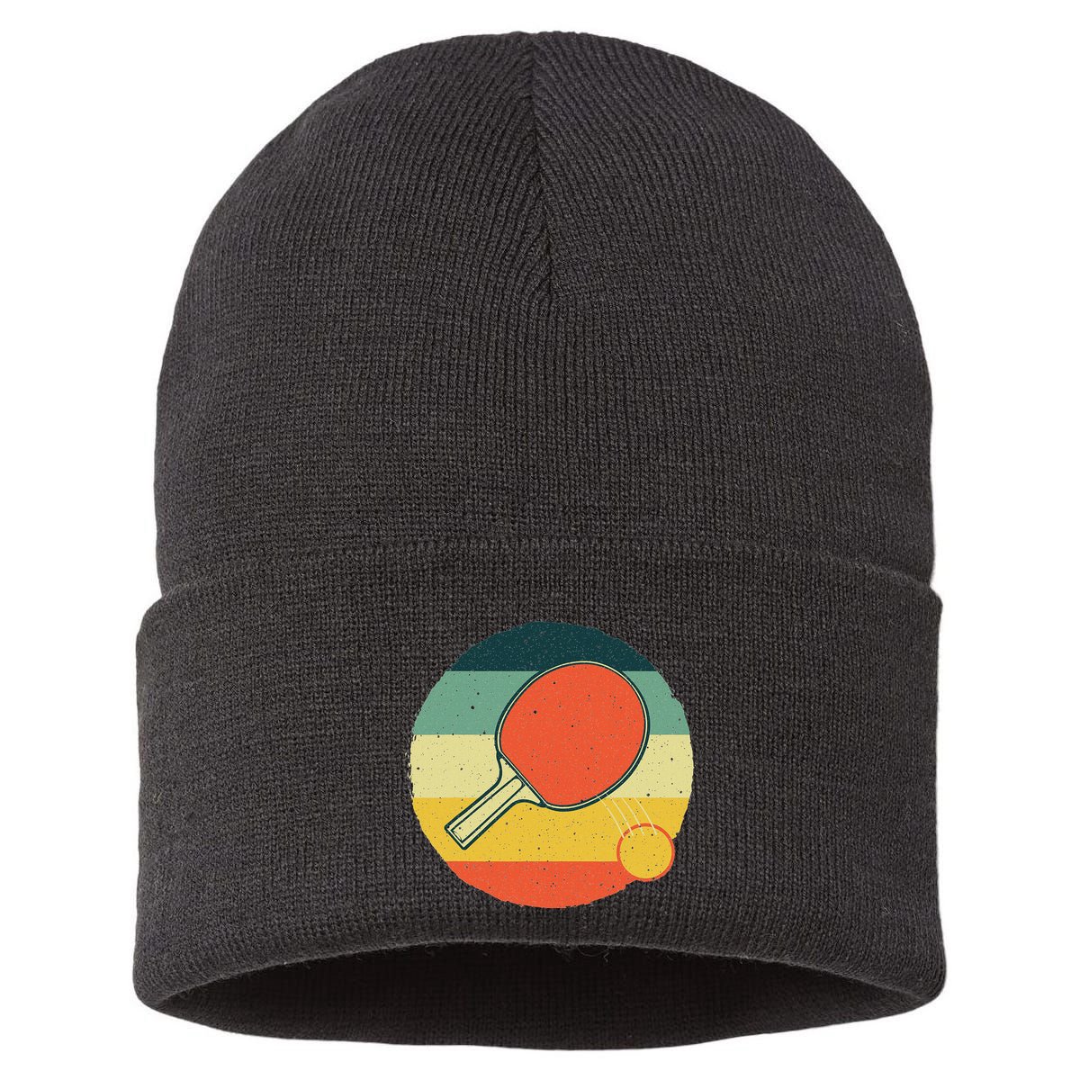Table Tennis Design Ping Pong Players Sustainable Knit Beanie