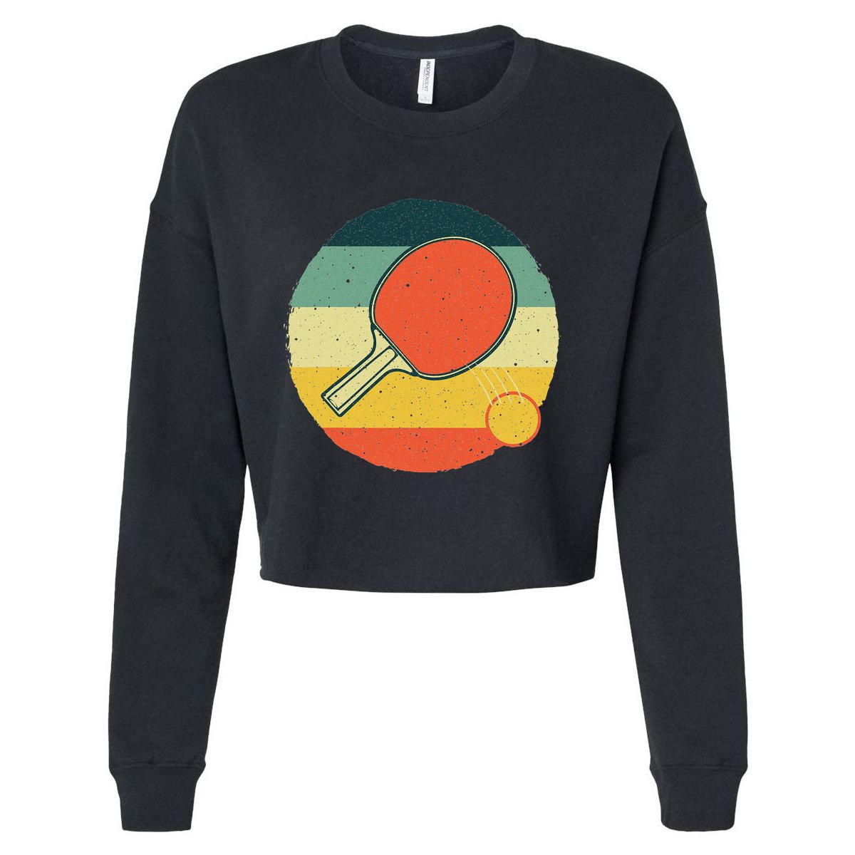 Table Tennis Design Ping Pong Players Cropped Pullover Crew