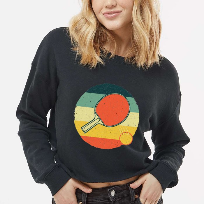 Table Tennis Design Ping Pong Players Cropped Pullover Crew
