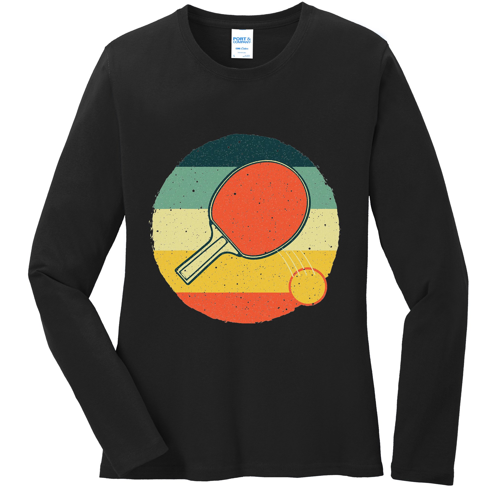 Table Tennis Design Ping Pong Players Ladies Long Sleeve Shirt