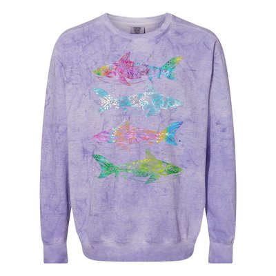 Tattoo Tie Dye Sharks Colorblast Crewneck Sweatshirt