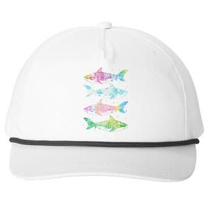 Tattoo Tie Dye Sharks Snapback Five-Panel Rope Hat