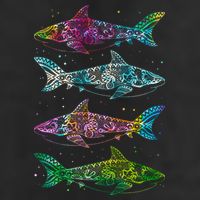 Tattoo Tie Dye Sharks 11oz C Handle Ceramic Mug