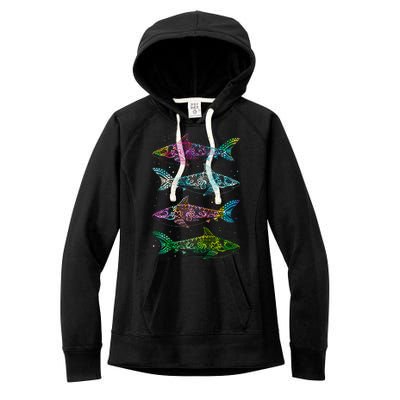 Tattoo Tie Dye Sharks Women's Fleece Hoodie