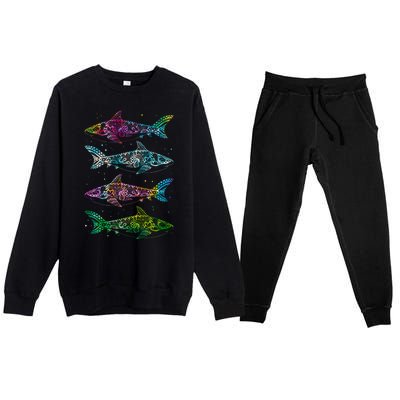 Tattoo Tie Dye Sharks Premium Crewneck Sweatsuit Set