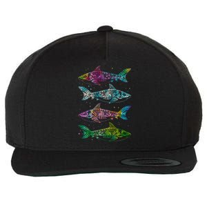 Tattoo Tie Dye Sharks Wool Snapback Cap