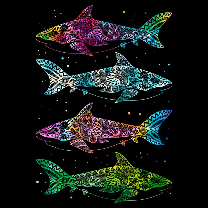 Tattoo Tie Dye Sharks Wool Snapback Cap