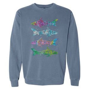 Tattoo Tie Dye Sharks Garment-Dyed Sweatshirt