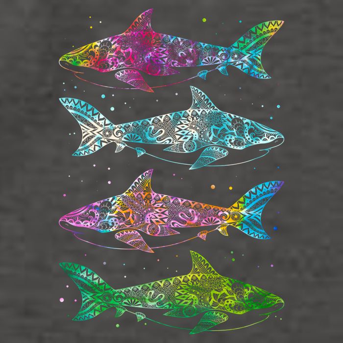 Tattoo Tie Dye Sharks Vector Backpack