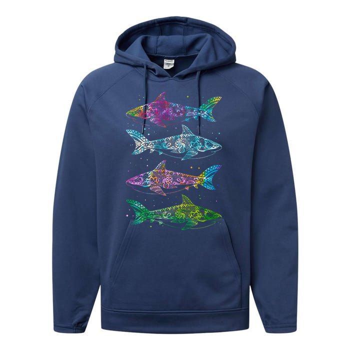 Tattoo Tie Dye Sharks Performance Fleece Hoodie