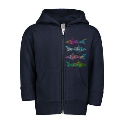 Tattoo Tie Dye Sharks Toddler Zip Fleece Hoodie