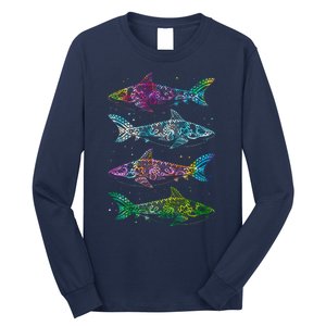 Tattoo Tie Dye Sharks Long Sleeve Shirt