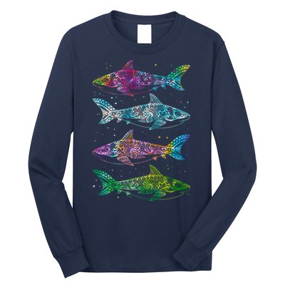 Tattoo Tie Dye Sharks Long Sleeve Shirt