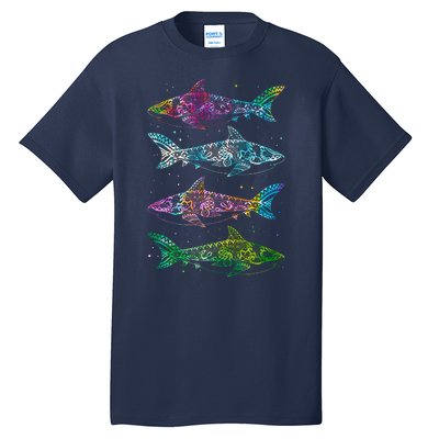 Tattoo Tie Dye Sharks Tall T-Shirt