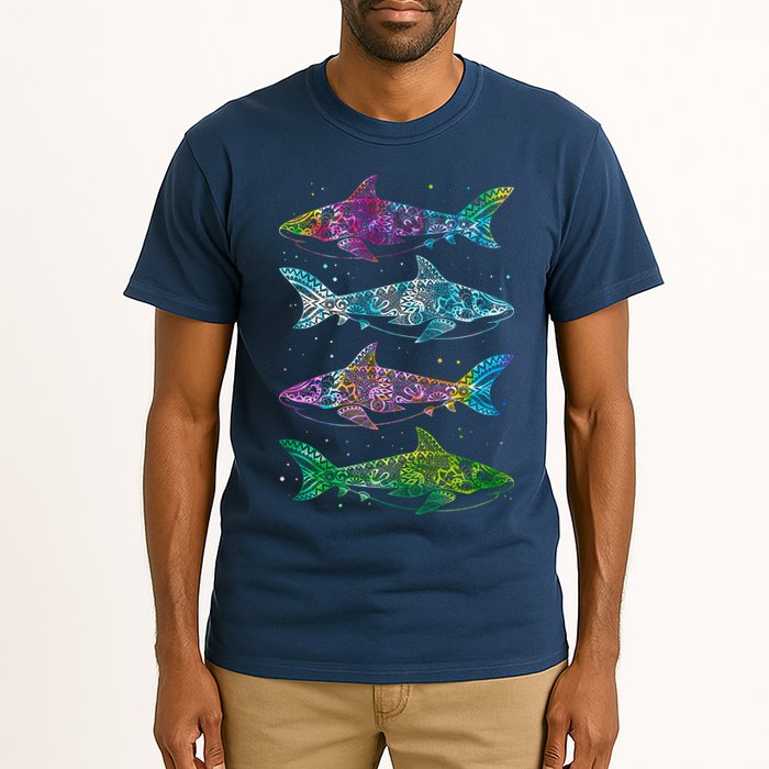 Tattoo Tie Dye Sharks Tall T-Shirt