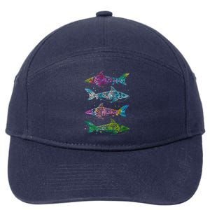 Tattoo Tie Dye Sharks 7-Panel Snapback Hat