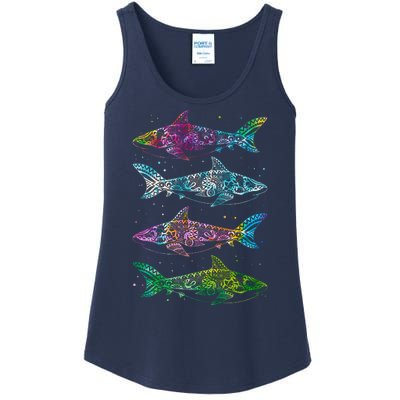 Tattoo Tie Dye Sharks Ladies Essential Tank