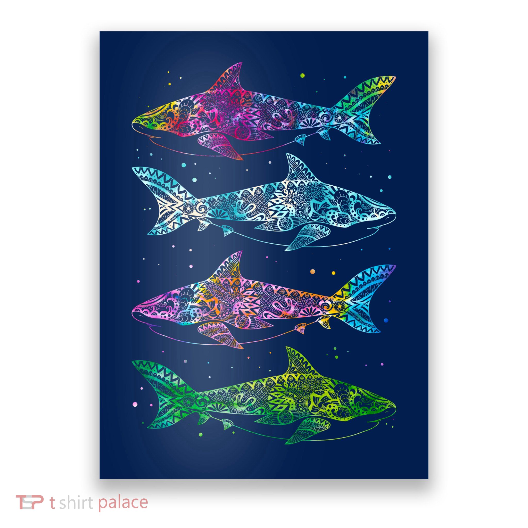 Tattoo Tie Dye Sharks Poster